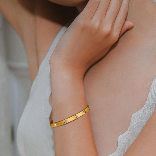 14Kゴールドプレート フレンドシップラブバングル ブレスレット - LOMEO