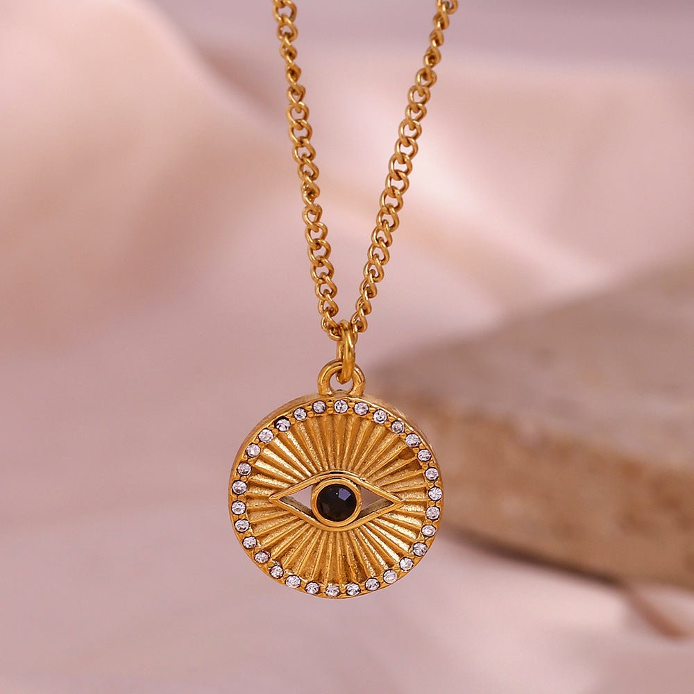 ミニマリストブラックアイ ステンレススチール ネックレス - LOMEO