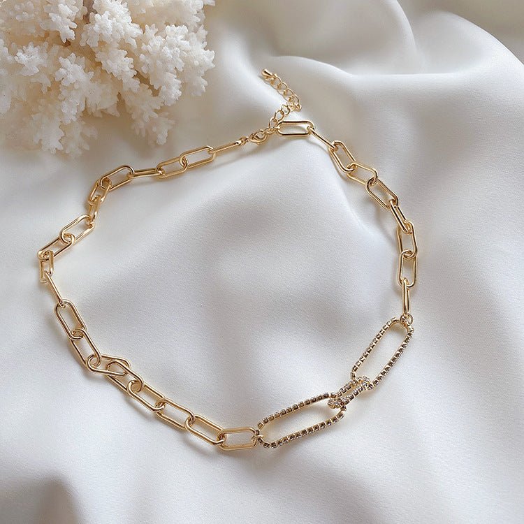 コールドウィンドジルコンメタルチェーンネックレス - LOMEO