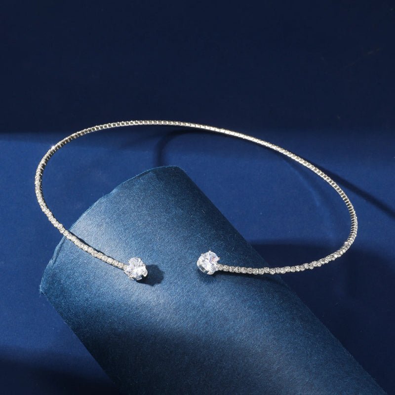 リンストーン付きハートコラーチョーカーネックレス - LOMEO