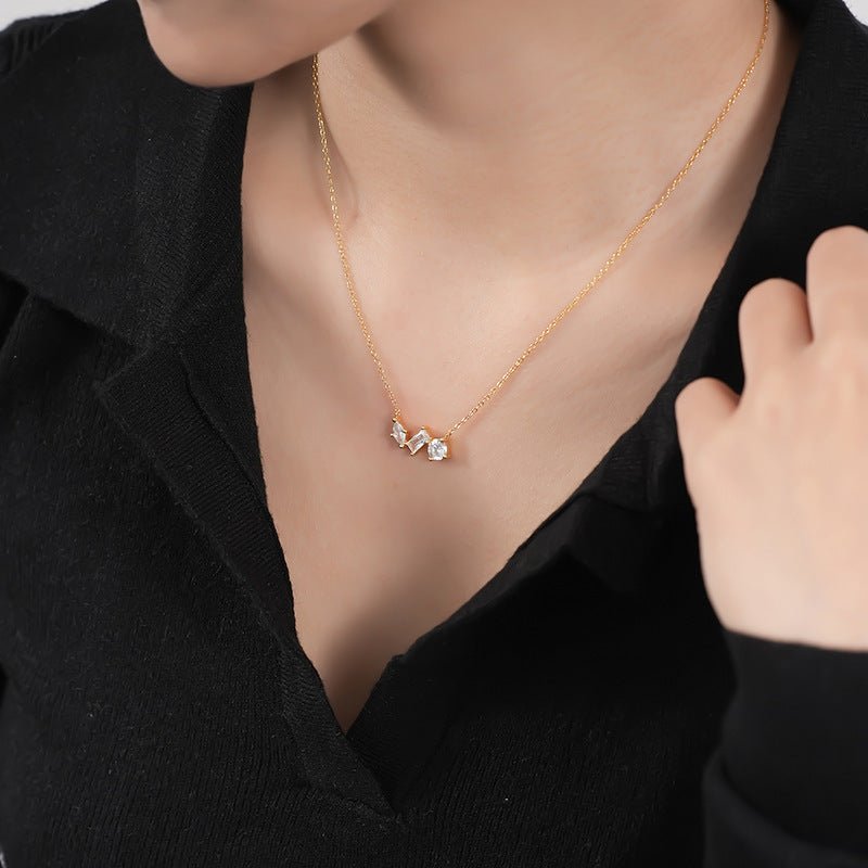S925 スターリングシルバー ラグジュアリージルコンネックレス - LOMEO
