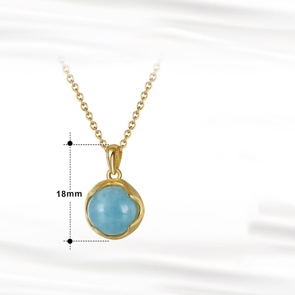 アクアマリン S925 スターリングシルバーネックレス - LOMEO