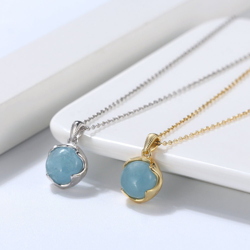 アクアマリン S925 スターリングシルバーネックレス - LOMEO