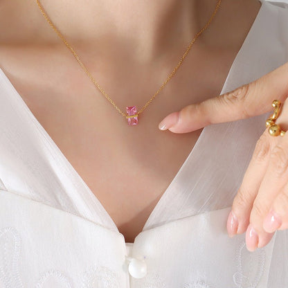 パーソナライズ12色ストーンクリスタルペンダントネックレス - LOMEO