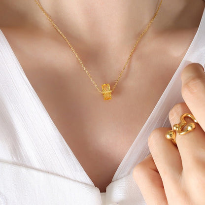 パーソナライズ12色ストーンクリスタルペンダントネックレス - LOMEO