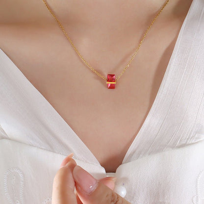 パーソナライズ12色ストーンクリスタルペンダントネックレス - LOMEO