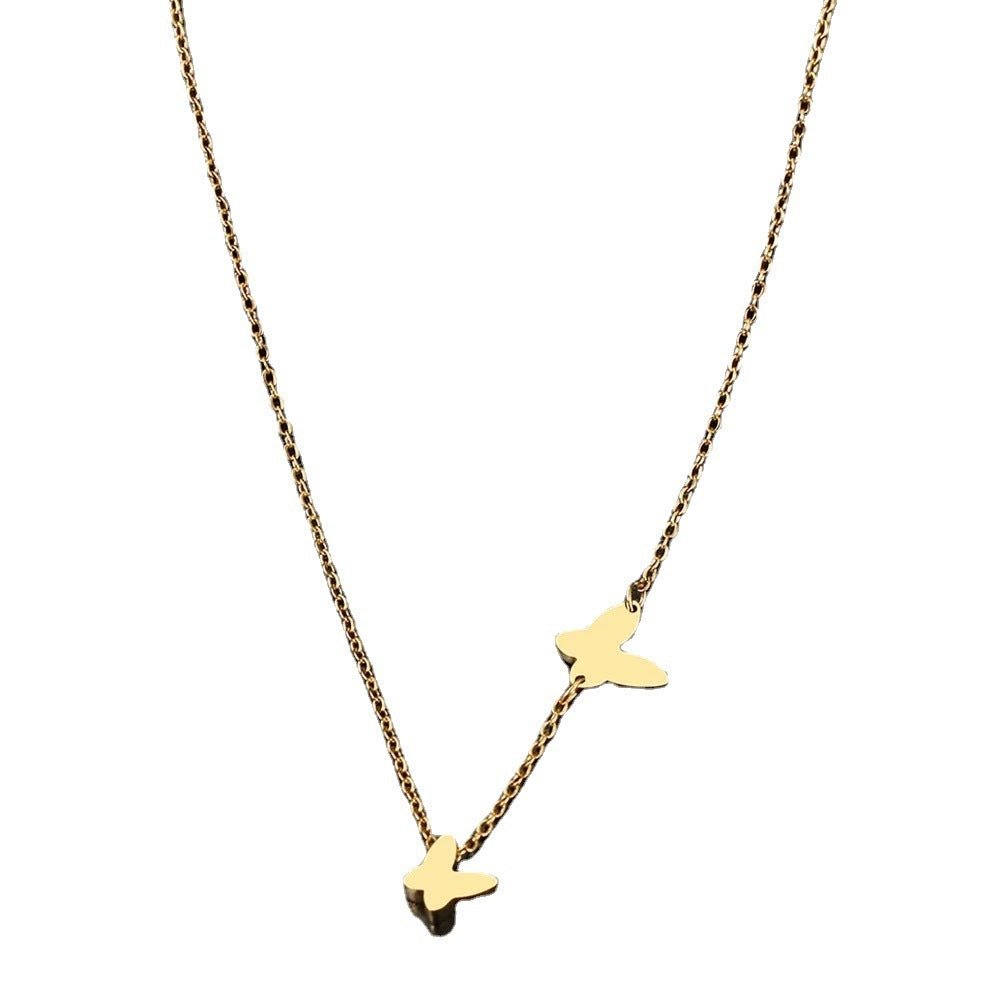 18K ゴールドバタフライペンダントネックレス - LOMEO