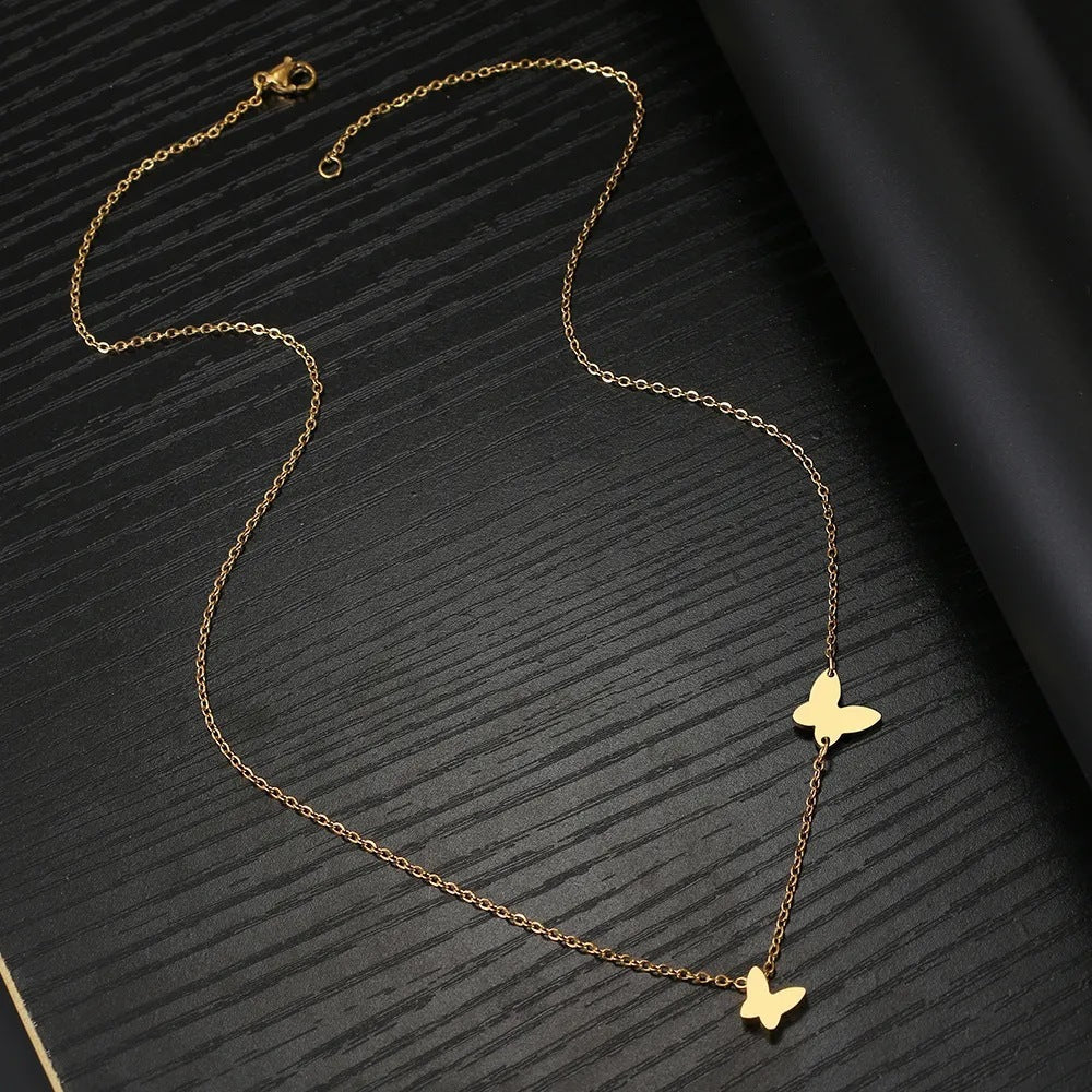 18K ゴールドバタフライペンダントネックレス - LOMEO