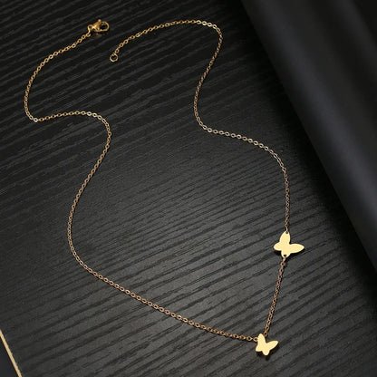 18K ゴールドバタフライペンダントネックレス - LOMEO