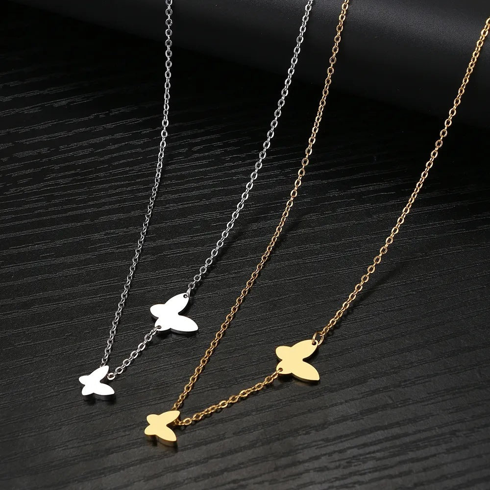 18K ゴールドバタフライペンダントネックレス - LOMEO