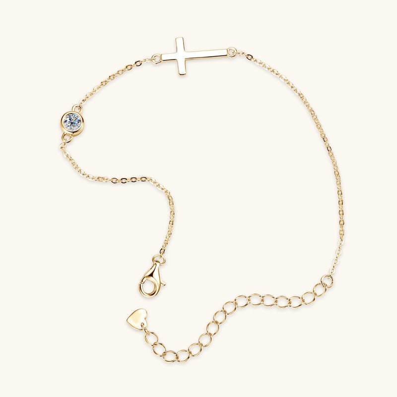 925シルバー クロス ダイヤモンド ブレスレット - LOMEO