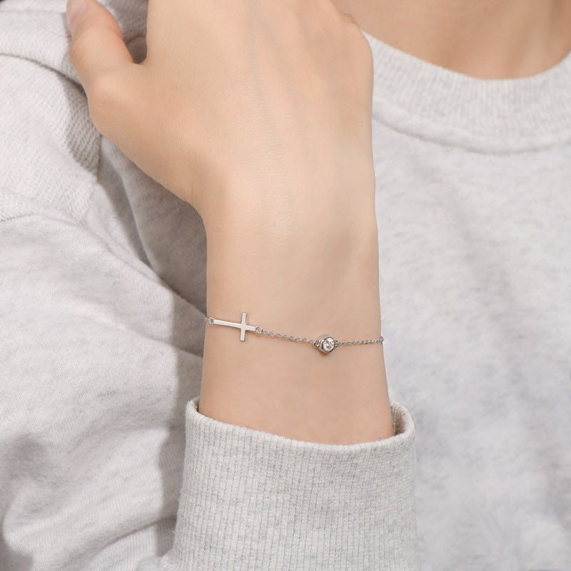 925シルバー クロス ダイヤモンド ブレスレット - LOMEO