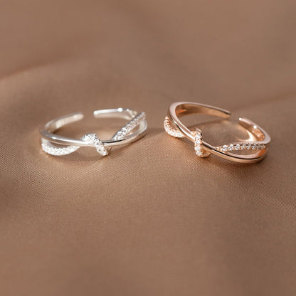 New Simple Hollow Double - layer Diamond Winding Knotted Ring - LOMEO
