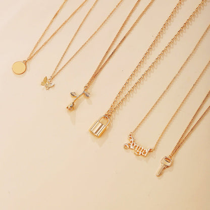 ロック＆キー 多層ペンダントネックレスセット - LOMEO