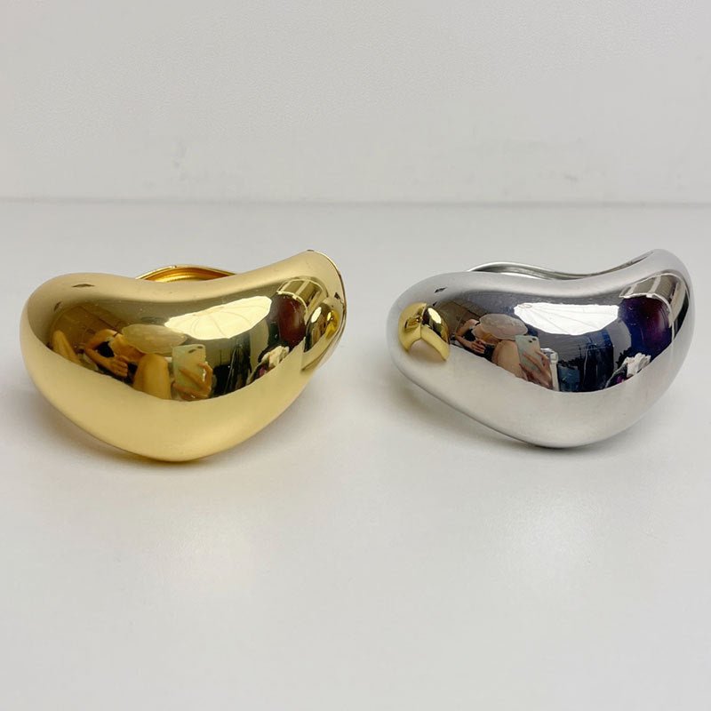 レトロメタル ウェーブ オープンブレスレット - LOMEO