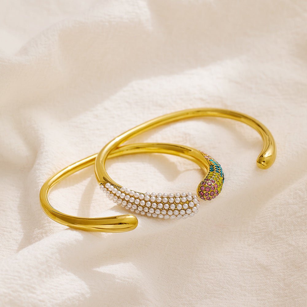 ゴールドパールタイタニウムブレスレット - LOMEO