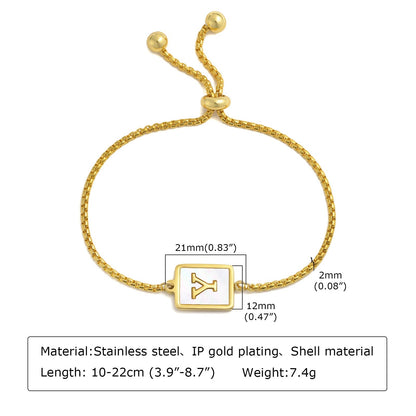 イニシャルスクエアゴールドブレスレット・調整可能 - LOMEO
