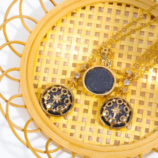 ナチュラルストーン ムーンフェーズ ペンダントネックレス - LOMEO