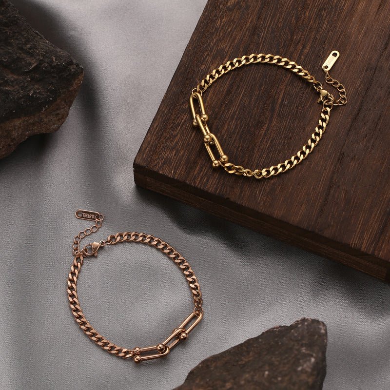 ヒップホップキューバンチェーンチタニウムスチールブレスレット - LOMEO