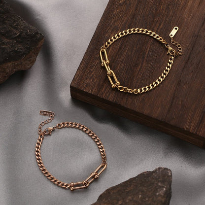 ヒップホップキューバンチェーンチタニウムスチールブレスレット - LOMEO