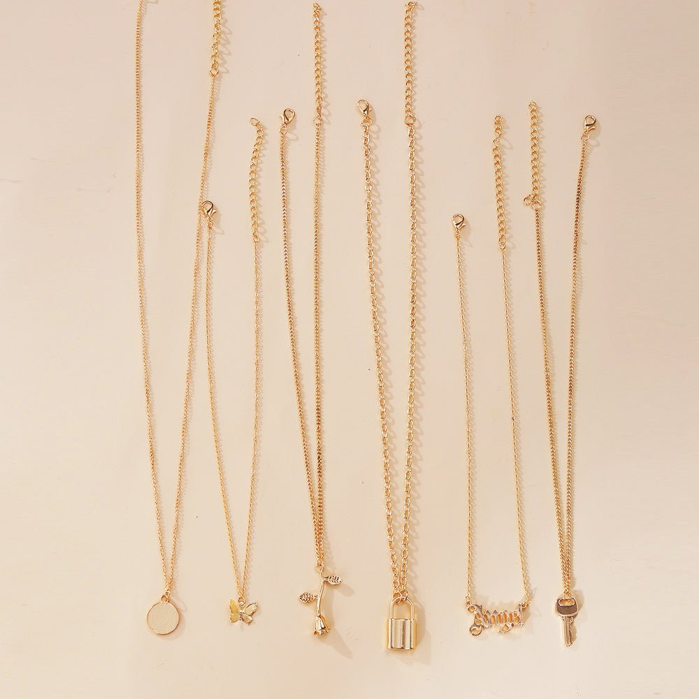 ロック＆キー 多層ペンダントネックレスセット - LOMEO