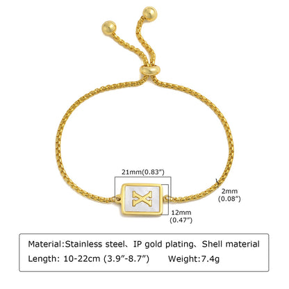 イニシャルスクエアゴールドブレスレット・調整可能 - LOMEO