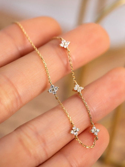 S925 シルバープレート 18Kゴールドジルコンブレスレット - LOMEO