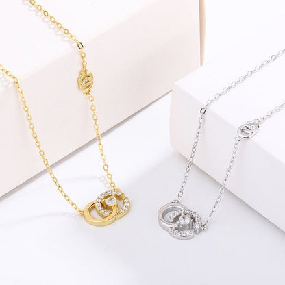 S925 スターリングシルバー ダブルCデザインネックレス - LOMEO