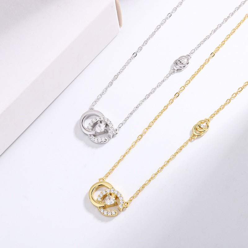S925 スターリングシルバー ダブルCデザインネックレス - LOMEO