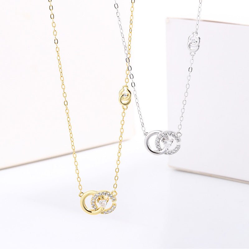 S925 スターリングシルバー ダブルCデザインネックレス - LOMEO
