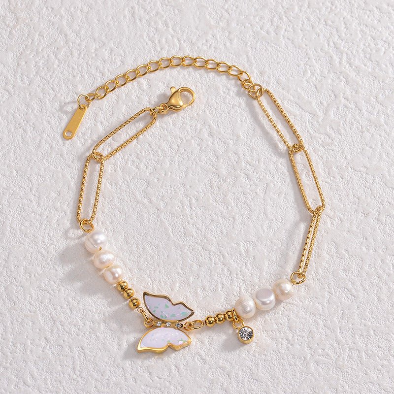 Shell Butterfly Pearl Handmade Beaded Bracelet - LOMEO